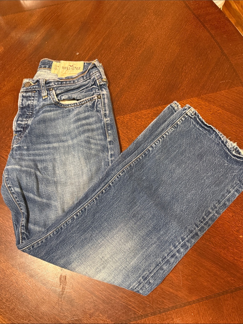 Hollister Light Blue Bootcut Jeans with Washed Detailing